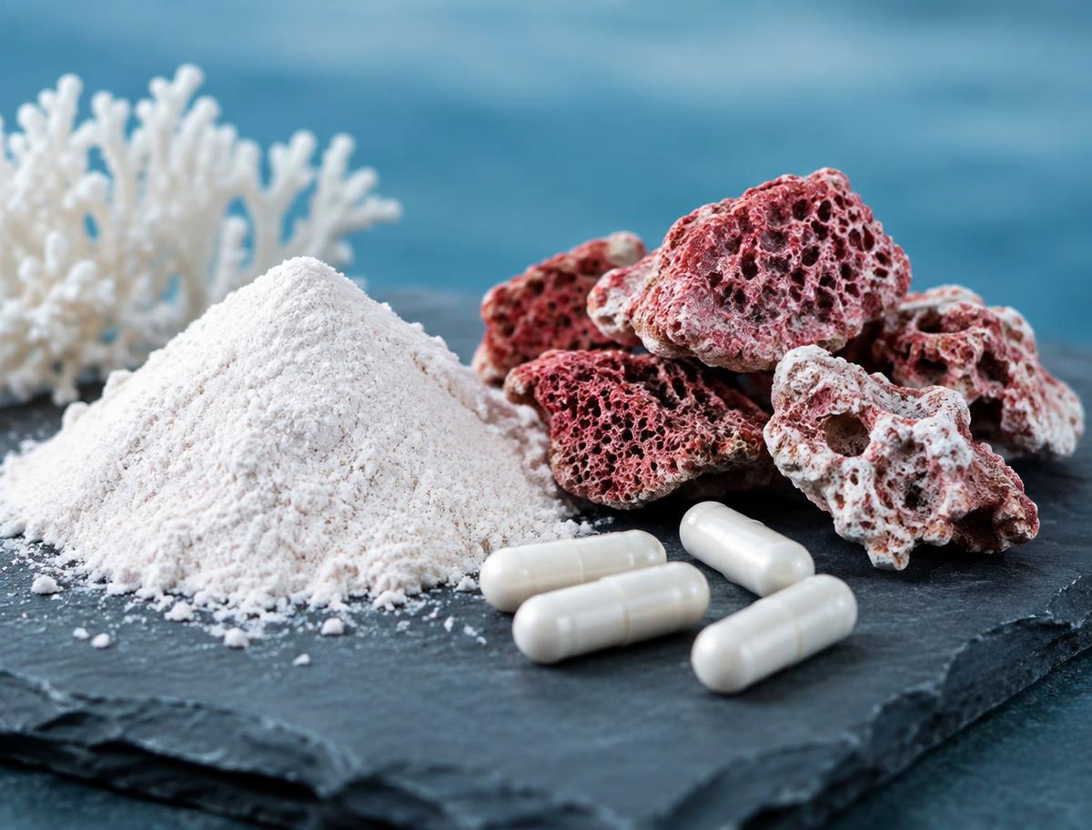 Marine mineral powder, red algae and capsules